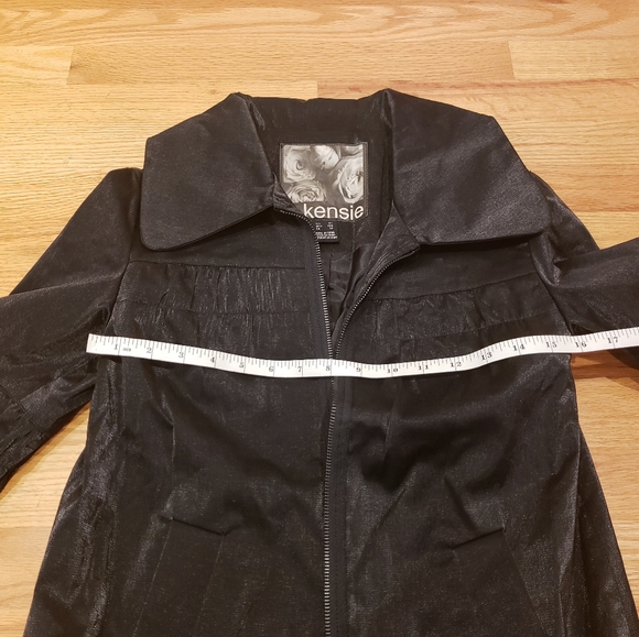Kensie Black Satin Collared Jacket - Picture 10 of 12